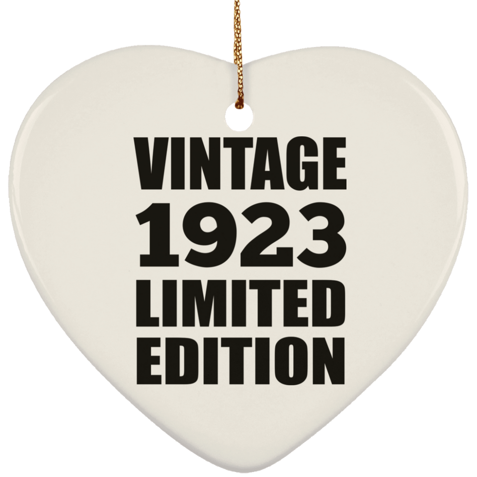101st Birthday Vintage 1923 Limited Edition - Heart Ornament