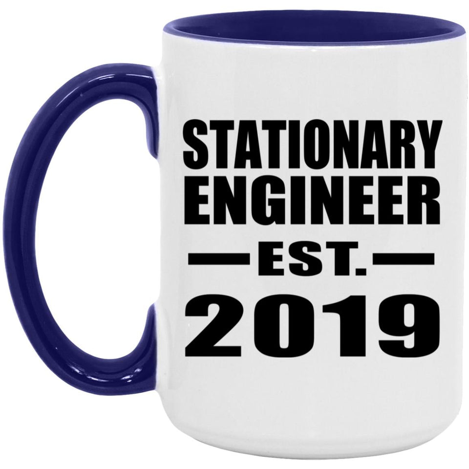 Stationary Engineer Established EST. 2019 - 15oz Accent Mug Purple