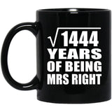 38th Anniversary Square Root of 1444 Years of Being Mrs Right - 11oz Coffee Mug Black