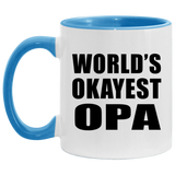 World's Okayest Opa - 11oz Accent Mug Blue