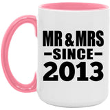 11th Anniversary Mr & Mrs Since 2013 - 15oz Accent Mug Pink