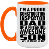 Proud Construction Inspector Dad Of Awesome Son - 15oz Accent Mug Orange