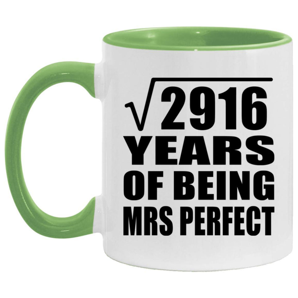 54th Anniversary Square Root of 2916 Years of Mrs Perfect - 11oz Accent Mug Green