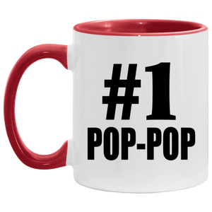 Number One #1 Pop-Pop - 11oz Accent Mug Red