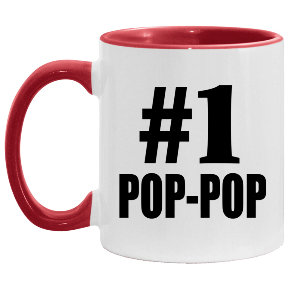 Number One #1 Pop-Pop - 11oz Accent Mug Red