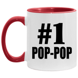 Number One #1 Pop-Pop - 11oz Accent Mug Red