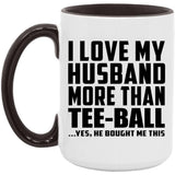 I Love My Husband More Than Tee-Ball - 15oz Accent Mug Black