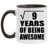 3rd Birthday Square Root of 9 Years of Being Awesome - 11oz Accent Mug Black