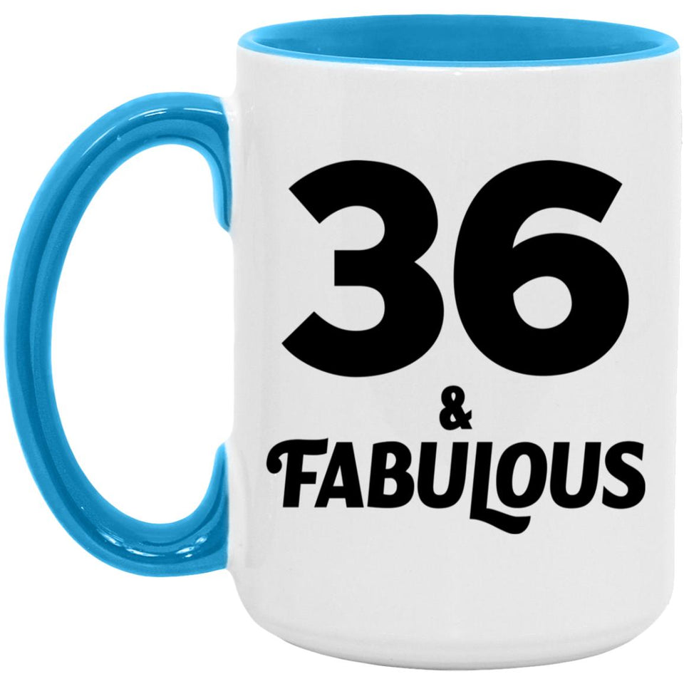 36th Birthday 36 & Fabulous - 15oz Accent Mug Blue