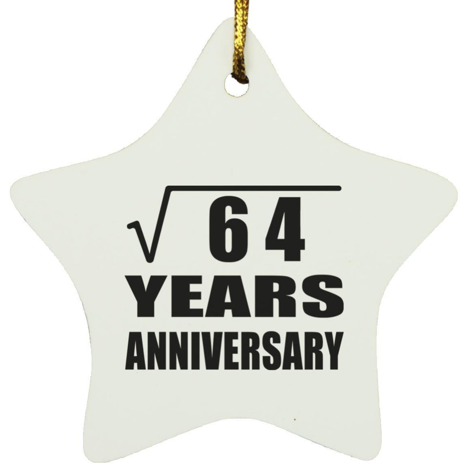 8th Anniversary Square Root of 64 Years Anniversary - Star Ornament
