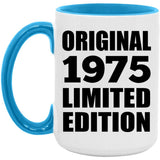 49th Birthday Original 1975 Limited Edition - 15oz Accent Mug Blue