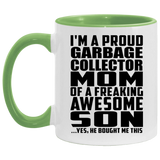 Proud Garbage Collector Mom Of Awesome Son - 11oz Accent Mug Green