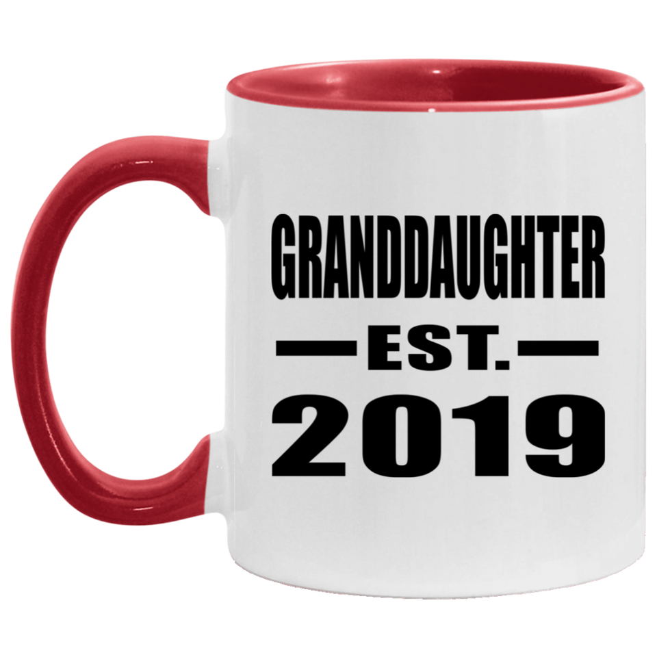 Granddaughter Established EST. 2019 - 11oz Accent Mug Red