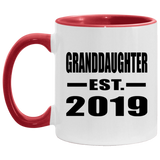 Granddaughter Established EST. 2019 - 11oz Accent Mug Red