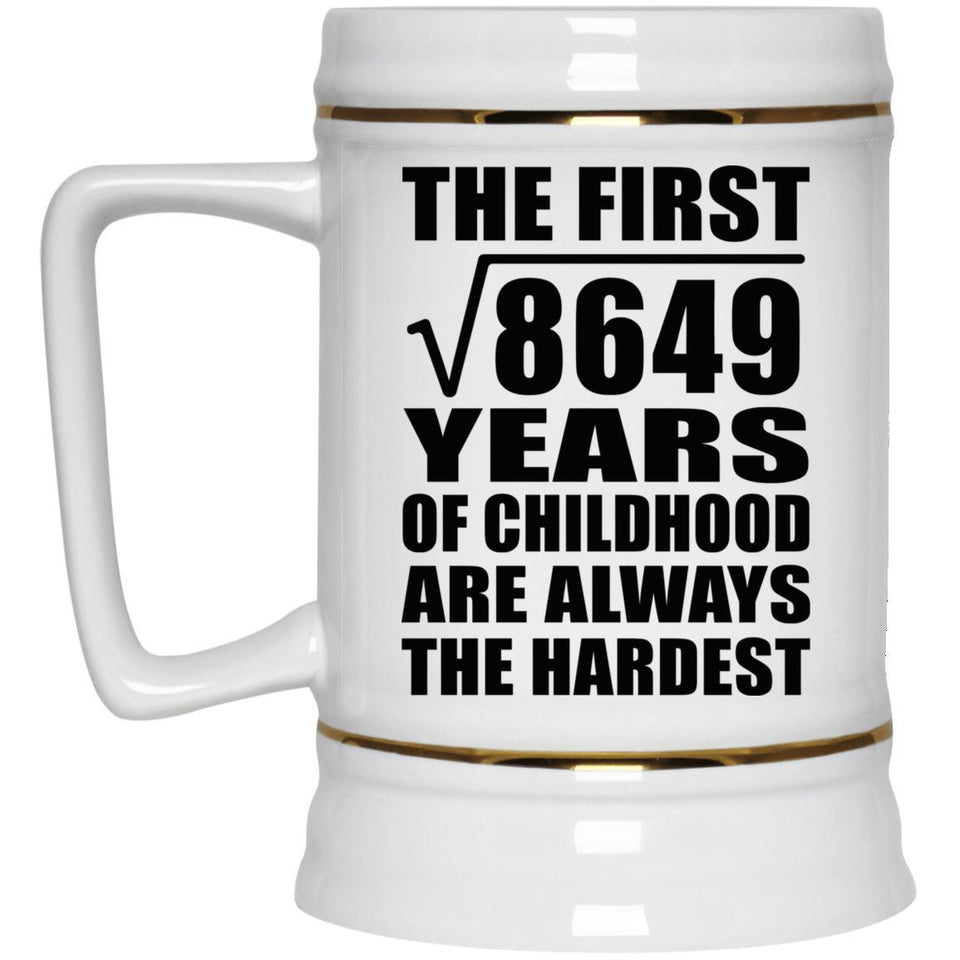 93rd Birthday Square Root of 8649 Years of Childhood - Beer Stein