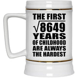 93rd Birthday Square Root of 8649 Years of Childhood - Beer Stein