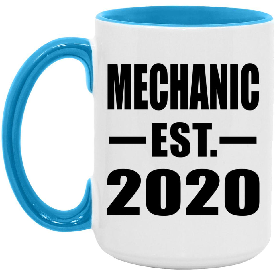 Mechanic Established EST. 2020 - 15oz Accent Mug Blue
