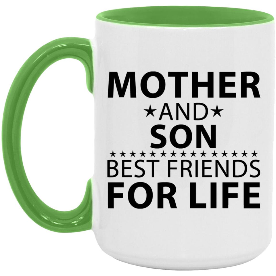 Mother and Son, Best Friends For Life - 15oz Accent Mug Green