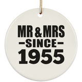 69th Anniversary Mr & Mrs Since 1955 - Circle Ornament