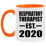Respiratory Therapist Established EST. 2020 - 11oz Accent Mug Orange