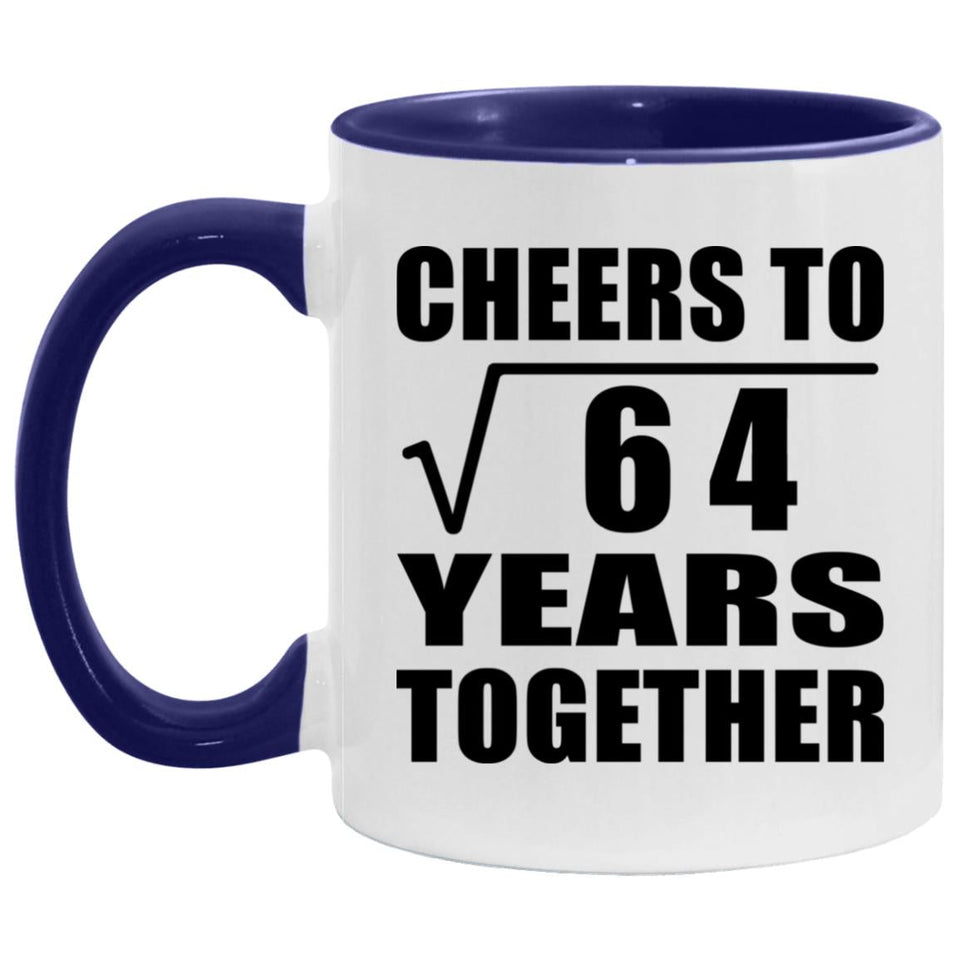 8th Anniversary Cheers To Square Root of 64 Years Together - 11oz Accent Mug Purple