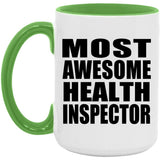 Most Awesome Health Inspector - 15oz Accent Mug Green