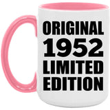 72nd Birthday Original 1952 Limited Edition - 15oz Accent Mug Pink