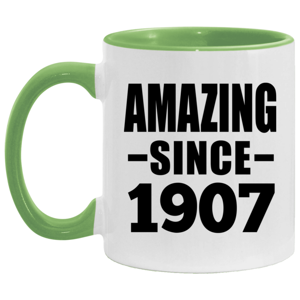 117th Birthday Amazing Since 1907 - 11oz Accent Mug Green