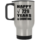Happy 27th Anniversary Square Root of 729 Years & Counting - Silver Travel Mug