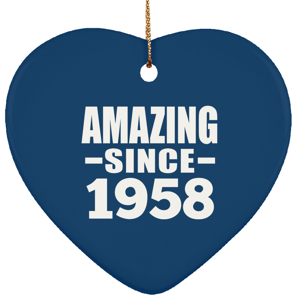 66th Birthday Amazing Since 1958 - Heart Ornament