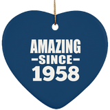 66th Birthday Amazing Since 1958 - Heart Ornament