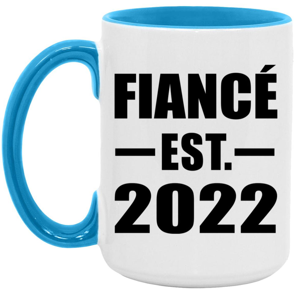Fiance Established EST. 2022 - 15oz Accent Mug Blue