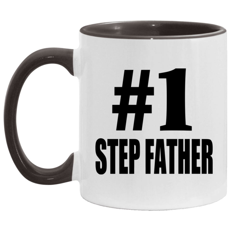 Number One #1 Step Father - 11oz Accent Mug Black