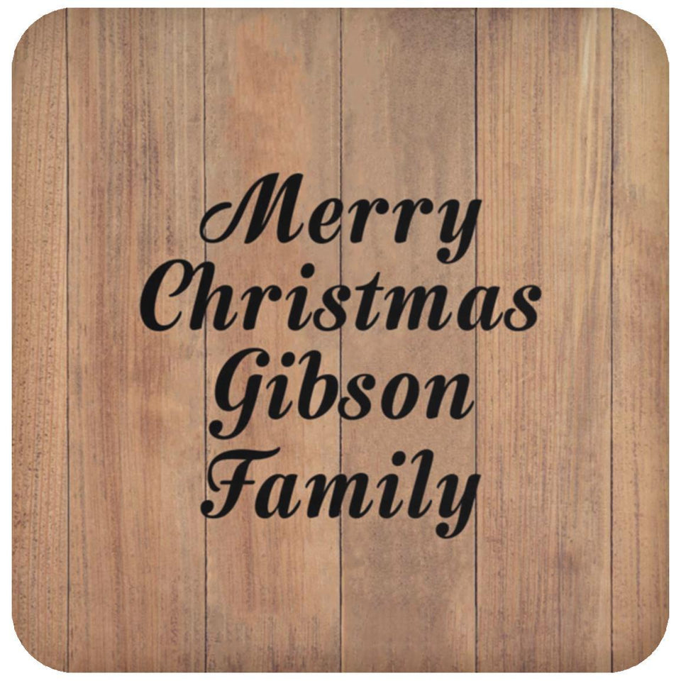 Merry Christmas Gibson Family - Drink Coaster C