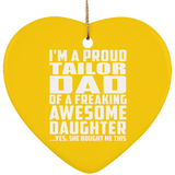 Proud Tailor Dad Of Awesome Daughter - Heart Ornament