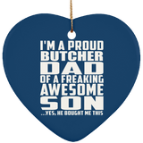 Proud Butcher Dad Of Awesome Son - Heart Ornament