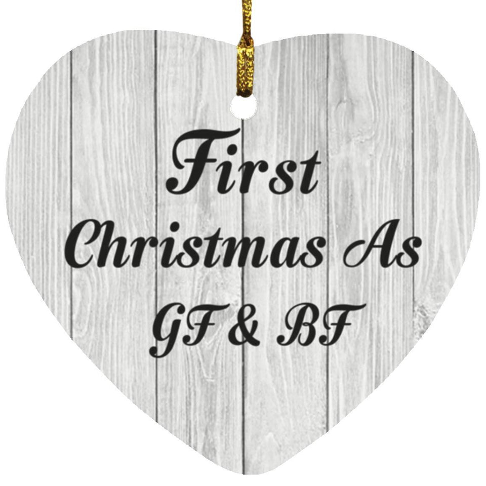 First Christmas As Gf & Bf - Heart Ornament F