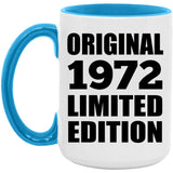 52nd Birthday Original 1972 Limited Edition - 15oz Accent Mug Blue