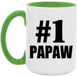 Number One #1 Papaw - 15oz Accent Mug Green