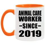 Animal Care Worker Since 2019 - 11oz Accent Mug Orange