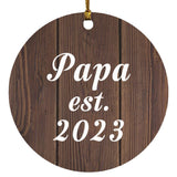 Papa Established EST. 2023 - Circle Ornament D
