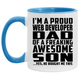Proud Web Developer Dad Of Awesome Son - 11oz Accent Mug Blue
