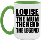 Louise The Mum The Hero The Legend - 15oz Accent Mug Green