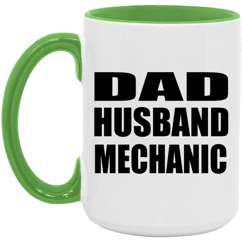Dad Husband Mechanic - 15oz Accent Mug Green
