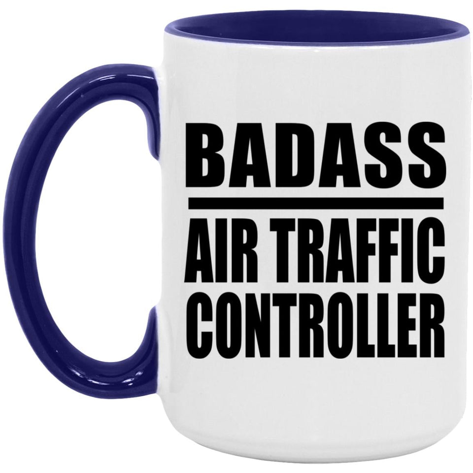 Badass Air Traffic Controller - 15oz Accent Mug Purple