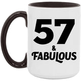 57th Birthday 57 & Fabulous - 15oz Accent Mug Black