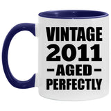 13th Birthday Vintage 2011 Aged Perfectly - 11oz Accent Mug Purple