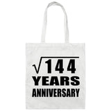 12th Anniversary Square Root of 144 Years Anniversary - Tote Bag White