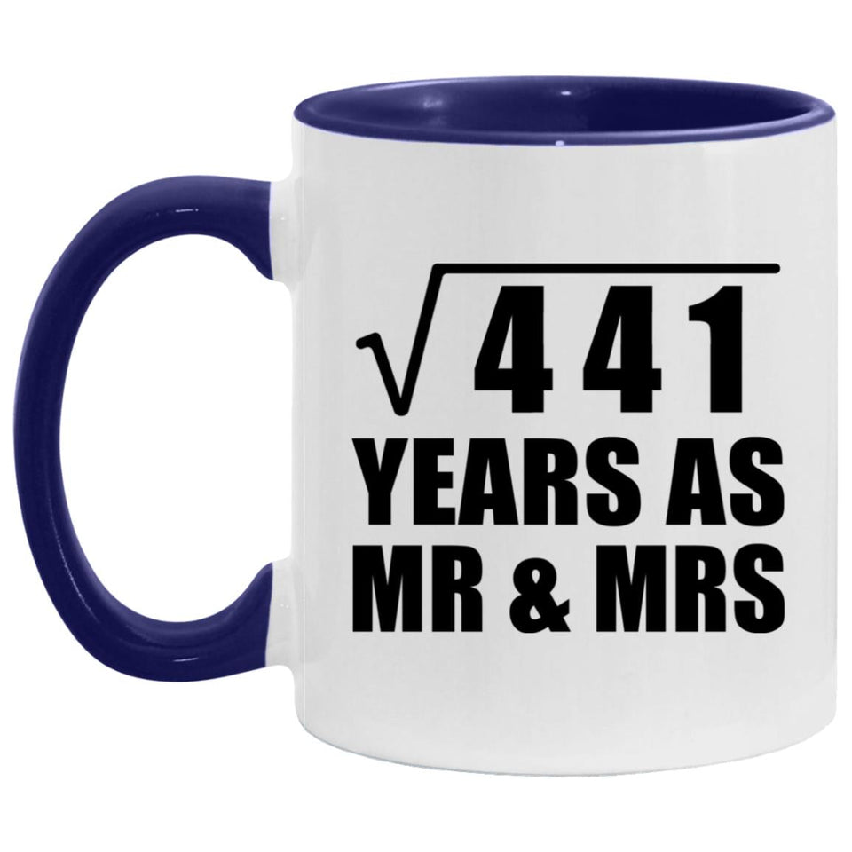 21st Anniversary Square Root of 441 Years As Mr & Mrs - 11oz Accent Mug Purple