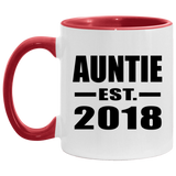 Auntie Established EST. 2018 - 11oz Accent Mug Red
